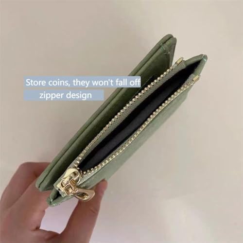 Money Bag Small Solid Color Card Bag Retro Large Capacity Zipper Wallet Women(Pink)3