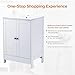 VINGLI Bathroom Vanity with Ceramic Sink, 24 Inch White Bathroom Sink Cabinet Combo, Restroom Basin Cabinet with 2 Doors,Modern Lavatory Laundry Room Freestanding Organizer w/4-Tier-Hidden Storage
