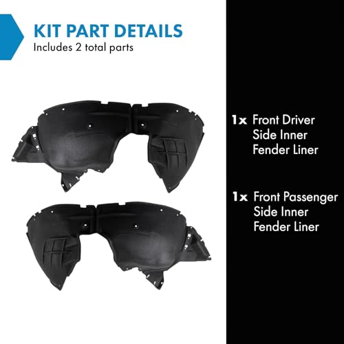 Image of TRQ Front Inner Fender Liner Set Compatible with 2020-2023 GMC Acadia GM1248304 GM1249304