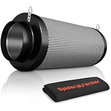 Spider Farmer 4 Inch Air Carbon Filrer Smelliness Control with Premium Australia Virgin Charcoal for Inline Duct Fan, Grow Tent Odor Control, Hydroponics, Pre-Filter Included, Reversible Flange