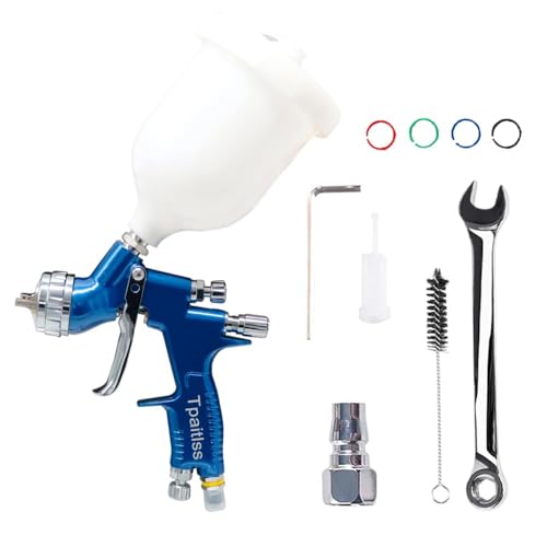 Image of HVLP Spray Gun Automotive Air Spray Gun with 1.3mm Tip 600ml Plastic Cup for Auto Paint,Car Paint,Blue