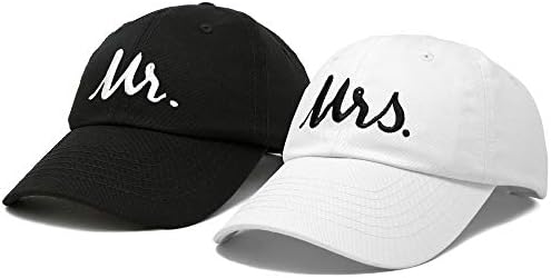 DALIX Mr and Mrs Baseball Cap Matching Couples Hat Set in Black White