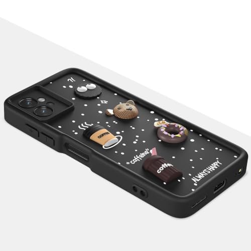 Image of Bintage Cute Fun Taddy Cartoon 3D Ball Bear Milk Donut Coffee Cup Silicon Case Full Body & Camera Protection Back Cover Compatible for Motorola Moto G32 - Black