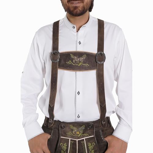 Image of Bavarian Suspenders for men | Authentic Lederhosen suspenders with buckles for Oktoberfest Costume