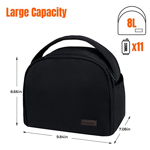 Gloppie G102-BK Insulated Lunch Bags Lunch Box Cooler Bags Black Lunch Tote Bag thumb #5