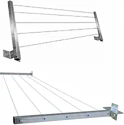 Varal De Parede Aluminio Dobravel Retratil Ajustavel Casa Apartamento Não Enferruja Suporta 40kg