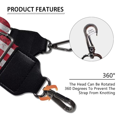 Image of Talayituse Dog Paw American Flag Print Shoulder Strap Wide Purse Bag Strap Adjustable Replacement Belt Luggage Crossbody Shoulder Bag Strap for Women Girls