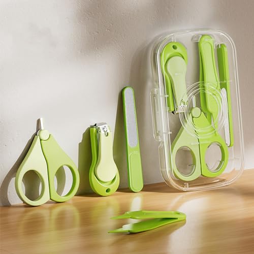 Image of Baby Nail Trimmer, 4-in-1 Baby Nail Clippers Kit,Nail File & Tweezers, Baby Manicure Kit for Newborn, Infant & Toddler, Mothers Day Gifts (Green)