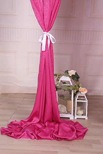 Sherway 2 Panels 4.8 Feet X 10 Feet Fuchsia Thick Satin Wedding Backdrop Drapes, Non-Transparent Window Curtains For Party Ceremony Stage Decoration #TOP6