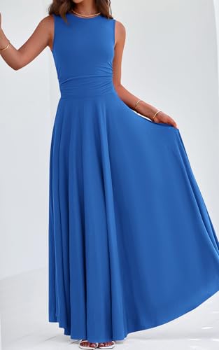 Image of PRETTYGARDEN Womens Summer Dresses 2026 Casual Sleeveless Crewneck Aline Maxi Dress Stretch Tank Flowy Long Dresses