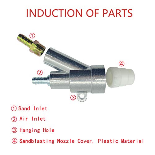Sandblaster Soda Blaster Gun Kit with Boron Carbide Nozzle Air Sandblasting Gun for Dust Removal Portable Stainless Sand Blaster Gun Set (6mm)