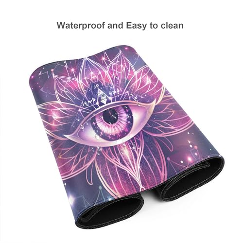 Image of Starry Sky Lotus Eyes Extended Gaming Mouse Pad, with Stitched Edges Large Mouse Pad Desk Protector, Rubber Base Mousepad Keyboard Mouses Mat for Work Game Office Home- 32 inch X 12 inch Inch,E47