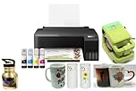 PC Universal Super-Tank Wireless Sublimation Printer Bundle for Custom Mug Design - Up to 10,000 Pages Yield/Bundle with Mug Press Machine & All Accessories