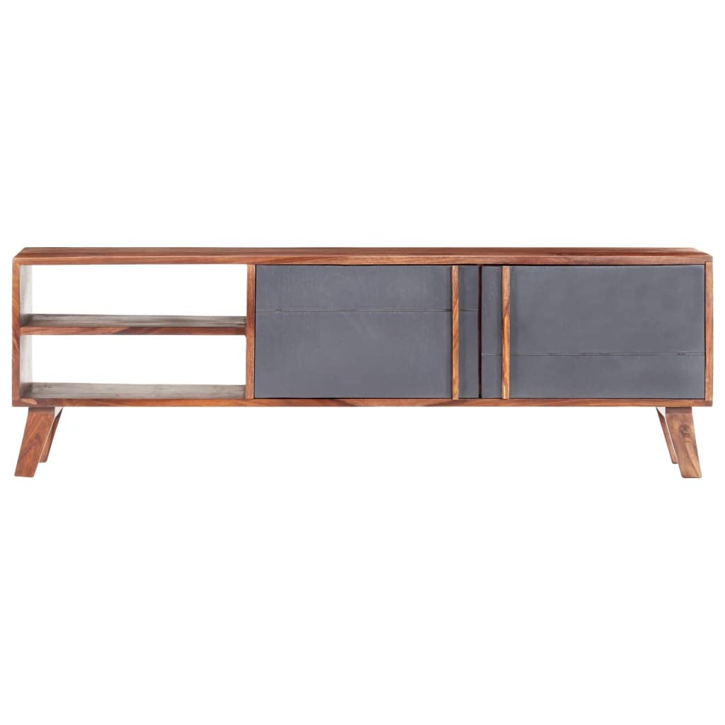Stojak na telewizor, szary, 140 x 30 x 45 cm, lite palisander, centrum rozrywki do salonu i sypialni, stylowe futro, elegancki design