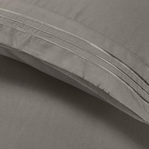 Image of Elegant Comfort Luxury Ultra-Soft 2-Piece Pillowcase Set 1500 Thread Count Egyptian Quality Microfiber Double Brushed-100% Hypoallergenic-Wrinkle Resistant, Standard /Queen Size, Grey