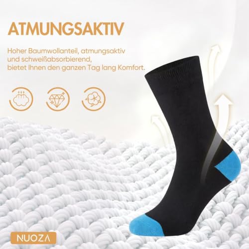 NUOZA 12 Paar Business Socken Herren 43-46 Schwarz Baumwolle Tennissocken – Ansicht 4