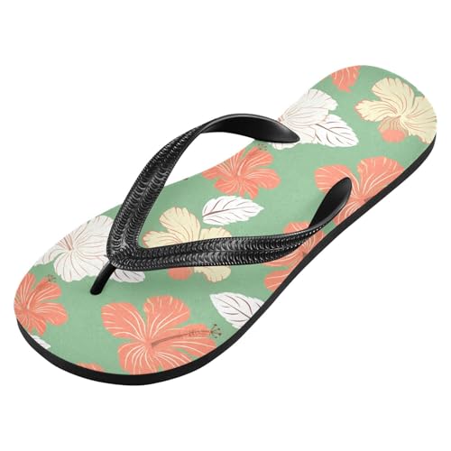 Hibiscus Flower Orange Flip Flops for Beach Thong Sandals Anti-slip Lightweight Shower Shoes for Summer Swim Travel2