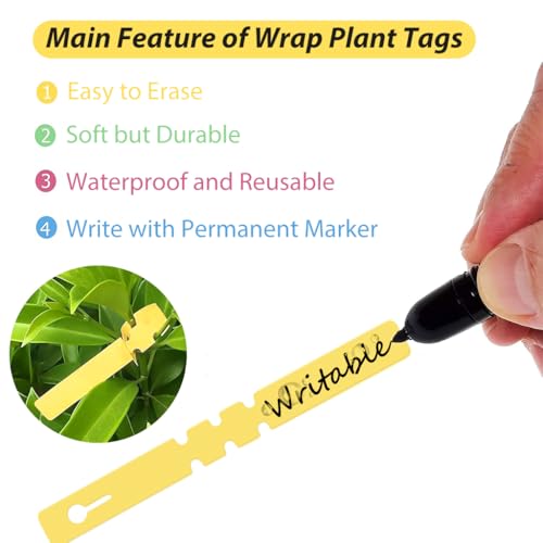 Image of HASTHIP 200 Pcs Plant Label, Writable PVC Yellow Plant Label Tags Plant Markers, Multipurpose Planter Tags, Seedling Tags, Identification Markers