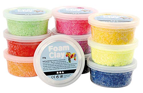 Créer de l'artisanat en mousse de mousse 100263 Masse à pétrissage séchée à l'air pour enfants et adultes, poids 35g, tri, 10 pièces