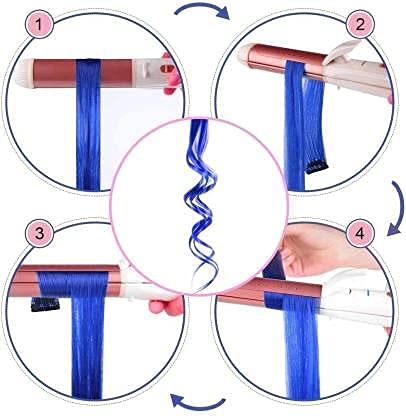 Image of Reusable Coloured Hair Streaks Extensions For Women Hair Coloured Hair Extension For Girls Set of 2 Pcs (Royal Blue)