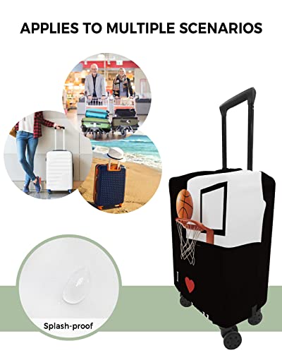 Travel Luggage Cover Small Suitcase Cover Fit for 19-21 Inch Luggage Luggage Protector Suitcase Cover Scratchproof I Love Basketball Sports Black Background Luggage Cover Protector for Suitcase4
