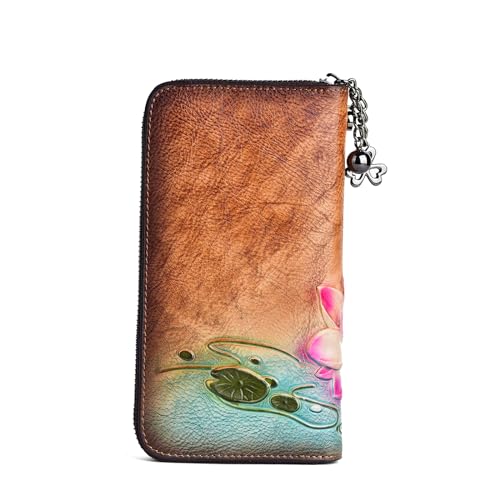 Vintage Floral Leather Clutch Wallet for WomenCoin and Card Storage, Zipper Closure2