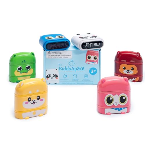 KiddoSpace Name Stamp for Clothing Kids Waterproof - Kiddostamp™ Double Sided (White + Black Ink) Name Stamp for Labeling Child Belongings - Personalised Clothing Stamps - Kids Clothes Labeling