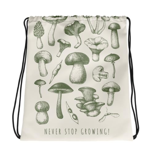 Sac à cordon mushrooms design multicolore avec fermeture coulissante pratique taille unique