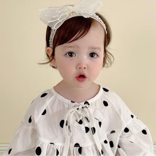 Cute Lace Bow Baby Girls Headbands White Knot Headband Soft Chiffon Hair Band for Newborn Infant Toddler Kids Hair Accessories (Ivory B)4