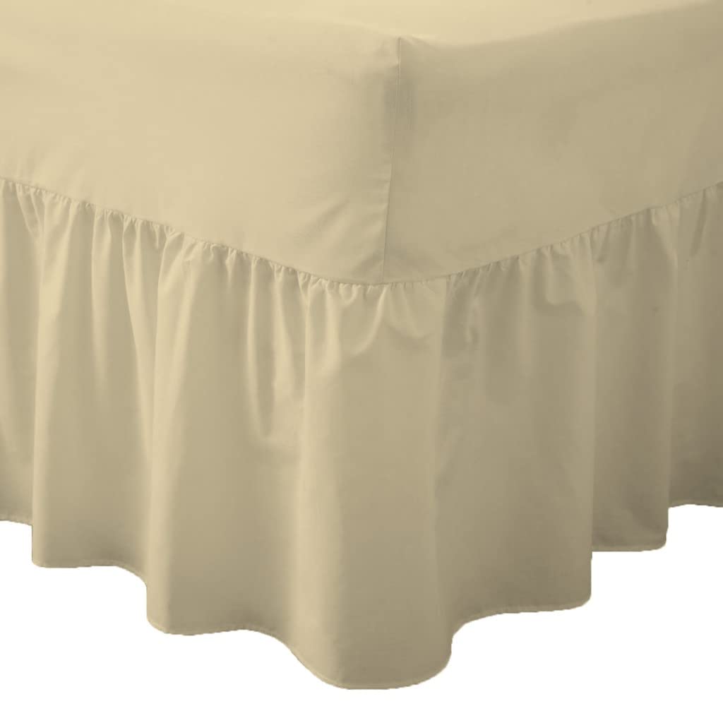 Goldstar® Valance Sheet Percale Bed Linen Plain Dyed Polycotton Frilled Valance, Fits Over The Mattress (Double, Mocha)