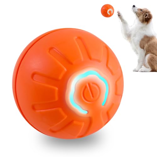 Generico Giochi per Cani, 2025 Nuova Palla per Cani, Ricaricabile Giochi Interattivi, Giocattolo per Gatti, con Luce LED, Durevole, Giocattoli per Cani di Taglia Grande e Media (Colore Arancione)