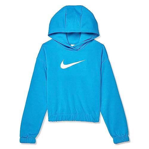 Nike Girl's Therma-FIT™ Hoodie (Little Kids/Big Kids) Laser Blue/White MD (10-12 Big Kid)