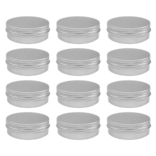 AEIOPRS 12 pcs Latas de Aluminio Tarros de Aluminio con Tapa Latas para Cosmetica para Bálsamo Labial Ungüentos Crema Cosmética Manualidades Joyas