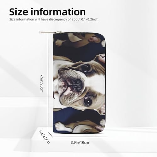 Leather Wallet for Women Long Purse Cute french bulldog Womens Wallet Clutch with 8 Credit Card Holder Coin Pocket3