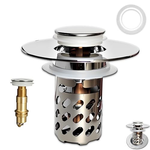 Bathroom Sink Drain Strainer,Bathroom Sink Stopper,Drain Hair Catcher,Universal Stainless Steel Drain Strainer for 1.1 to 2.3in Drain Hole,Sink Drain Stopper,Bathroom Sink Filter. (2)