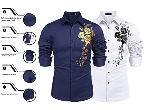 Image of Zombom Men's Regular Fit Cotton Blend Printed Full Sleeve Casual Shirts