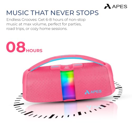 Image of APES BlastOutdoor Bluetooth Party Speaker, 8Hrs Playtime, Dynamic RGB LED's, 40W Speaker (Red)