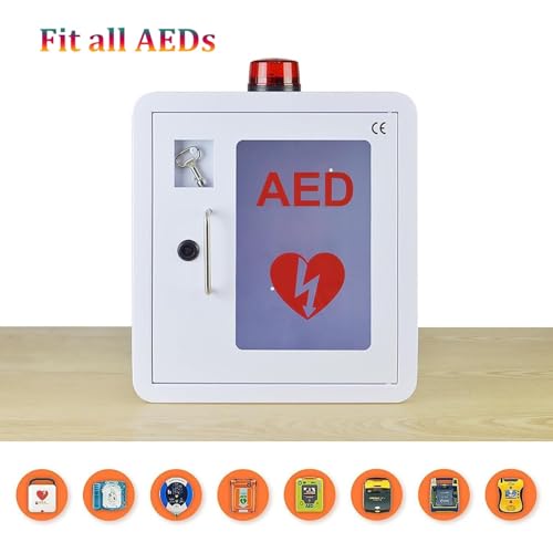 Armario desfibrilador AED - Caja de almacenamiento montada en la pared con luz y alarma para desfibrilación cardíaca en oficinas, hogares de ancianos y espacios públicos