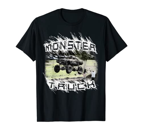 Monster Truck Jumping and Crushing Cars - Mud Racing T-Shirt