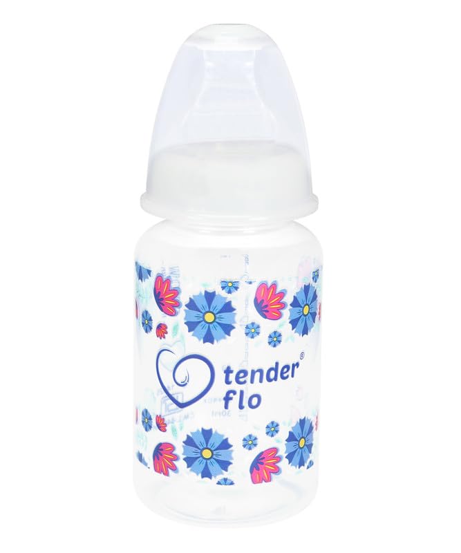 tender flo Glow in The Dark Flower 150ml Baby Feeding Bottle | Perfect for Newborns and Toddlers | Ideal for 0-5 Years | Comfortable Grip and Leak-Proof Design for Easy Feeding - White