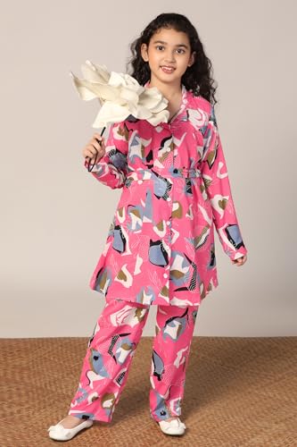 Image of Fashion Dream Girl's Rayon Abstract Printed Clothing Set|Co-ord Set|Casual Wear|Coordinate Outfit for Girls