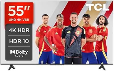 TCL 55V6B 55" 4K Ultra HD, HDR TV, Smart TV Powered by Google TV (Dolby Audio, Motion Clarity, Control por Voz, Compatible con Google Assistant, Chromecast Integrado)