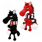 Plush Mascot Horse Charm Pendant - Chinese Zodiac 2026 Year of The Horse Lucky Guardian Ornament Cute Red Fire Animal Doll for Valentine's Day Gift Emotional Support Backpack & Purse Keychain (2PC)