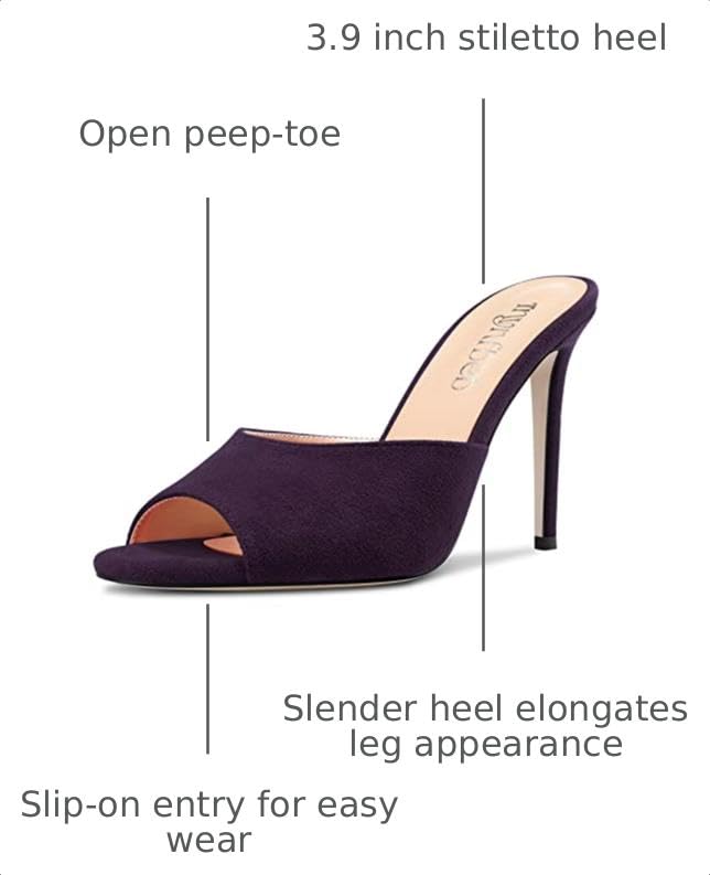 Image of TNYNFBEB Women Stiletto High Heel Peep Open Toe Sandals Slingback Slip-on Wedding Office Cute Basic Classic 3.9 Inches Heels