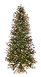 Best Artificial 7.5ft / 225cm Pre Lit Norwegian Pine Decorated Christmas Tree with Red Berries & Pine Cones