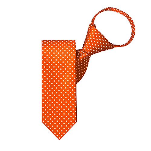 Jacob Alexander Polka Dot Print Boys 14" Polka Dotted Zipper Tie - Orange #TOP27