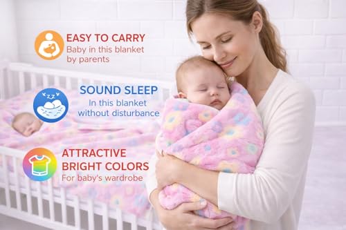 Image of First Kick Luxury Soft Baby Blanket Pack of 100 x 75 cm Premium Fleece Newborn Swaddle Wrap | Baby Bath Towel All Season Blanket for 0-12 Months Crib Stroller Travel Use