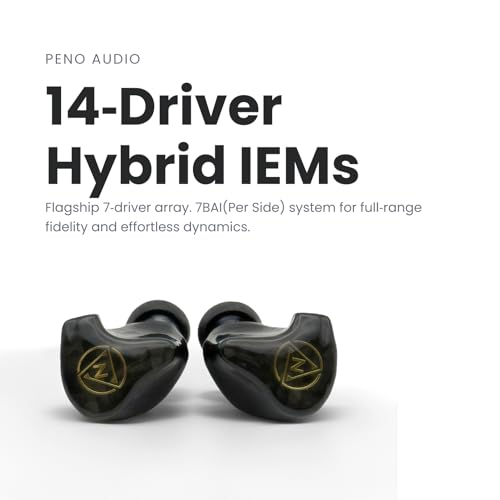 Image of 14-Driver Professional in-Ear Monitors - Hi-Res Audiophile & Competitive Gaming Earphones - 4 Knowles BAs + 3 Dynamic Drivers - Precision Imaging, Vocal Clarity, Detachable Cable, Black (4.4 mm /mmcx)