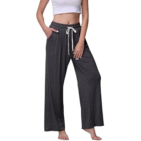 Veseacky Dance Trousers Gestational Woman Wide Leg Pants Woman Lounge Pants Pants Black Wide Leg Pants for Women Dark Mix Grey L Cover