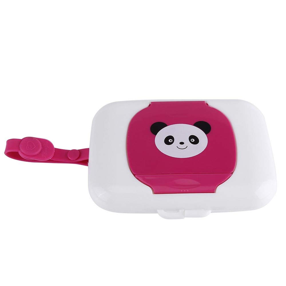 Portable Wet Tissue Dispenser Case Wet Wipes Box Convenient Tissue Case Tissue Box Wet Tissue Storage Box (Pink-Panda)